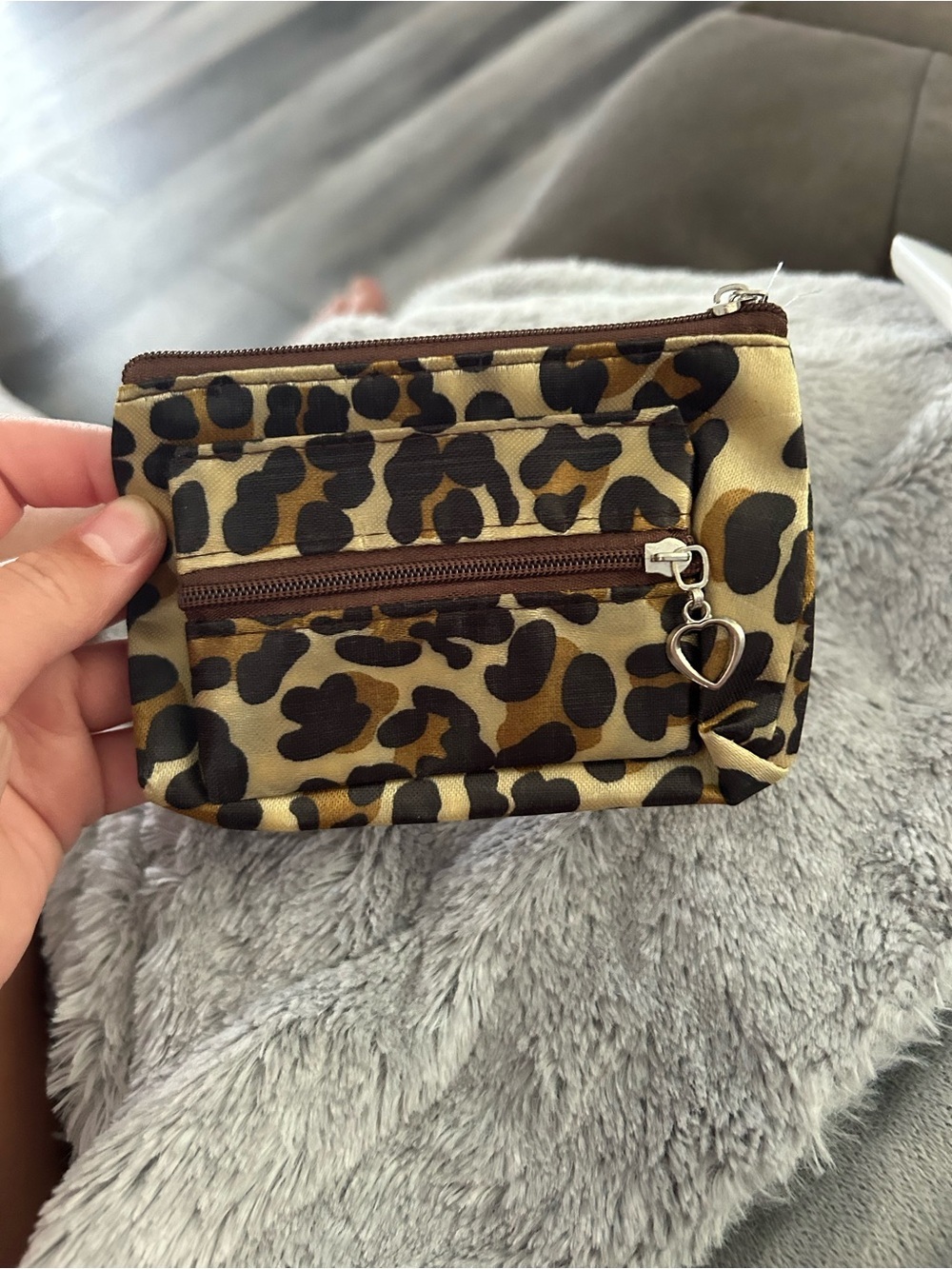 4/$50 Leopard Print Coin Purse with Heart Charm wallet